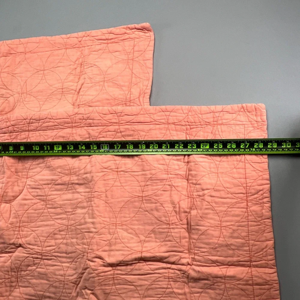 Laura Ashley Standard Quilted Pillow Shams Peach Geometric Bedding (22